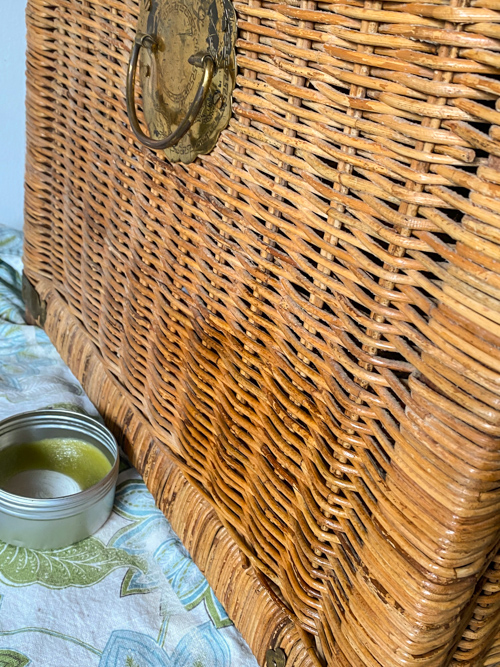 Give an old piece new life with this vintage wicker trunk makeover with one product! See the easy transformation using just one affordable, game-changing tool.