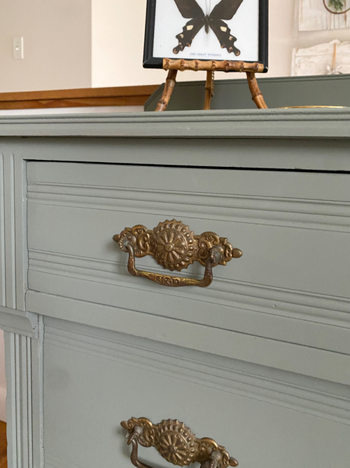 Easy Small Chest Of Drawers Makeover with supply list and tutorial. See how I transformed a Goodwill find with paint, same hardware, and a quick refresh.
