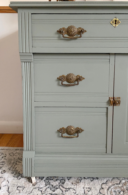 Easy Small Chest Of Drawers Makeover with supply list and tutorial. See how I transformed a Goodwill find with paint, same hardware, and a quick refresh.
