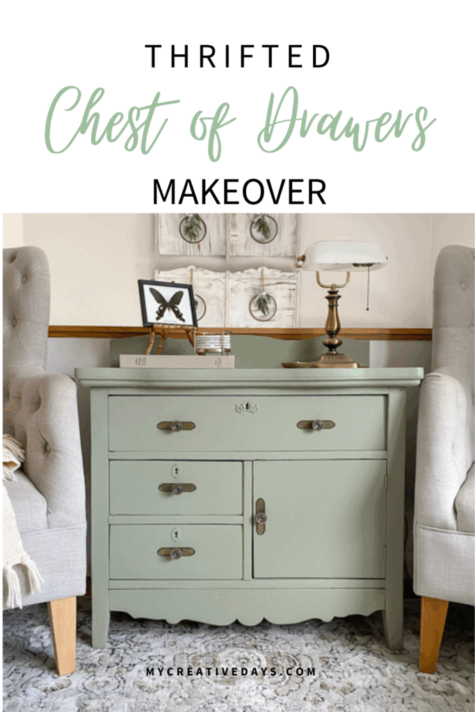 Transform a dated thrift store find with this easy thrifted small chest of drawers makeover using paint, new hardware, and simple DIY steps.