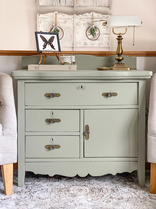 Transform a dated thrift store find with this easy thrifted small chest of drawers makeover using paint, new hardware, and simple DIY steps.