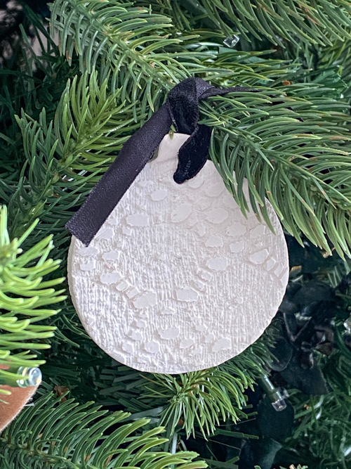 DIY Lace Christmas Ornaments made with air-dry clay, lace, and simple tools. Easy, elegant, and customizable holiday decorations for your tree.