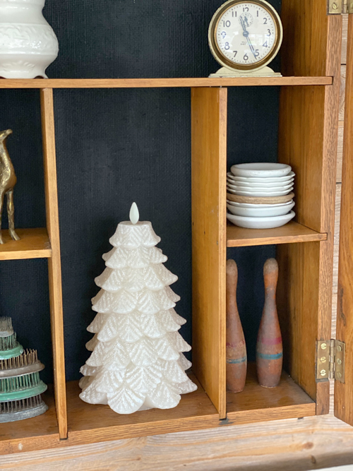 Vintage Wall Cabinet Makeover that shows how a simple back-panel update can refresh the piece while keeping all the original charm and patina.