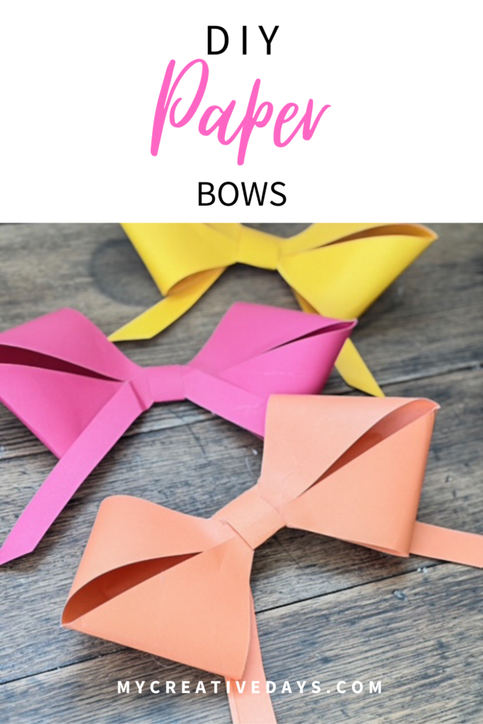 Learn how easy it is to make DIY paper bows with hot glue, paper, and scissors. Make them for birthdays, gifts, Valentine's Day decor, or turn them into garlands.