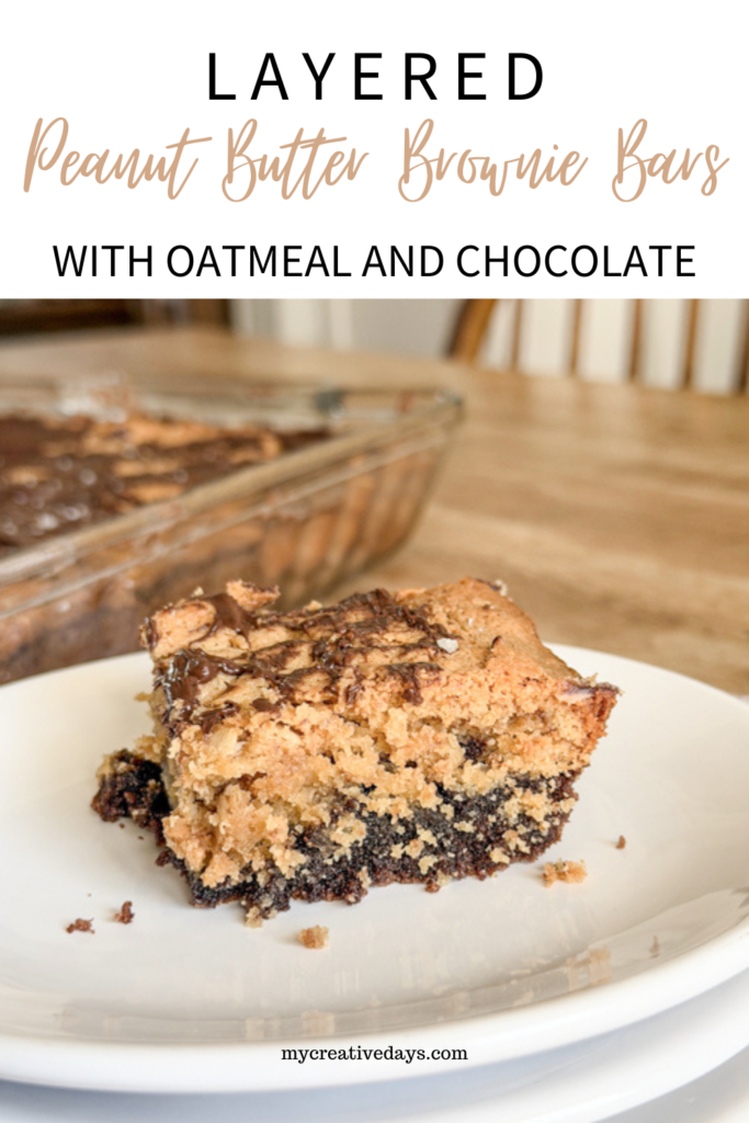 Indulge in these decadent Layered Peanut Butter Brownie Bars with chewy oatmeal, rich chocolate, and gooey peanut butter layers. Perfect for anytime treats!