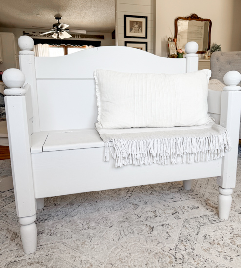 This bench makeover with durable paint shows how to fix a worn painted bench that didn’t hold up. See how I repainted it for a long-lasting finish.