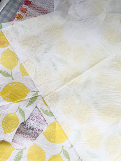 Learn how to decoupage fabric with napkins using an easy iron-on method, no glue needed! Create custom placemats, ribbon, and more with this DIY.