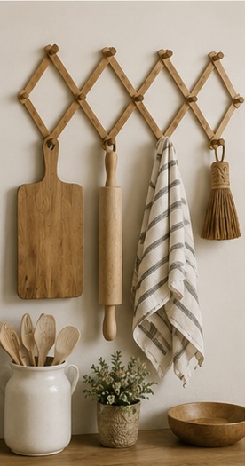 Looking for ways to use accordion peg racks in your home? Here are 10 creative and practical ideas for decor, storage, mugs, baskets, towels, and more.