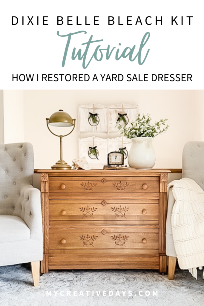 Follow this Dixie Belle Bleach Kit tutorial to restore a yard sale dresser using sanding, wood bleach, and gel stain for a natural finish.