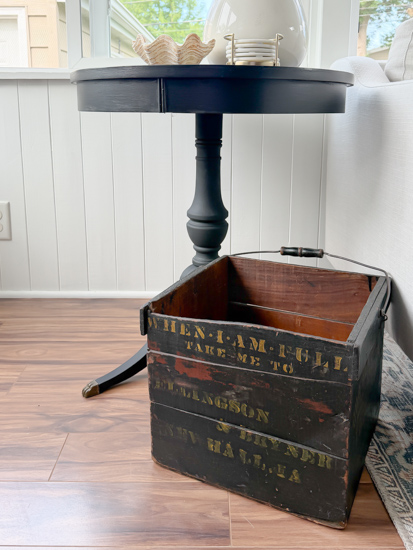 Learn how to complete a vintage table makeover with this easy tutorial. Black paint, simple prep, and easy instructions create a modern, timeless finish.