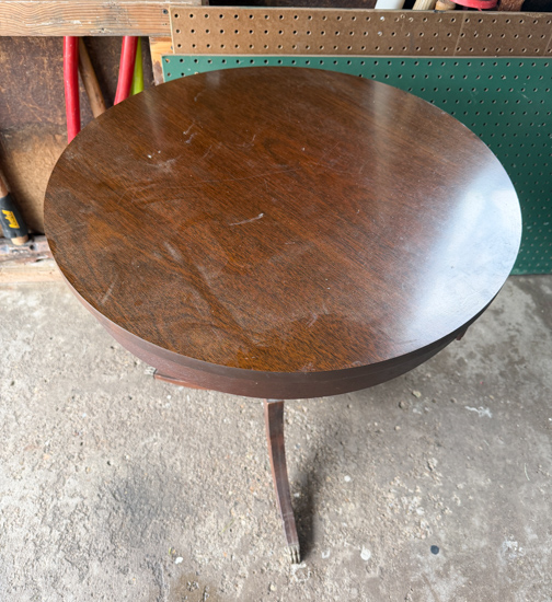 Learn how to complete a vintage table makeover with this easy tutorial. Black paint, simple prep, and easy instructions create a modern, timeless finish.