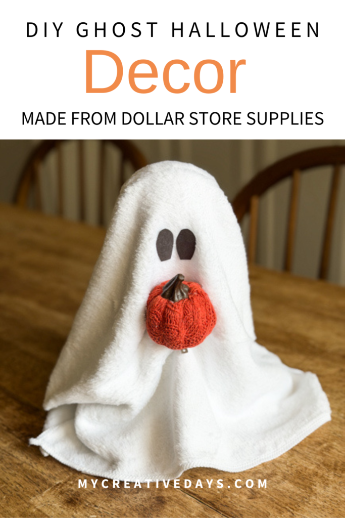 DIY Ghost Halloween Decor made from dollar store supplies is an easy Halloween craft that takes minutes to make and looks adorable in any Halloween display.