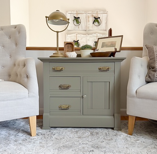 Looking for the best olive green paint color for furniture makeovers? See beautiful makeover ideas, paint color tips, and how to transform old pieces.