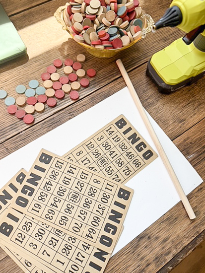 Vintage Bingo Crafts are an easy way to decorate for every season. Learn three simple DIY ideas using vintage Bingo cards and wooden Bingo pieces.
