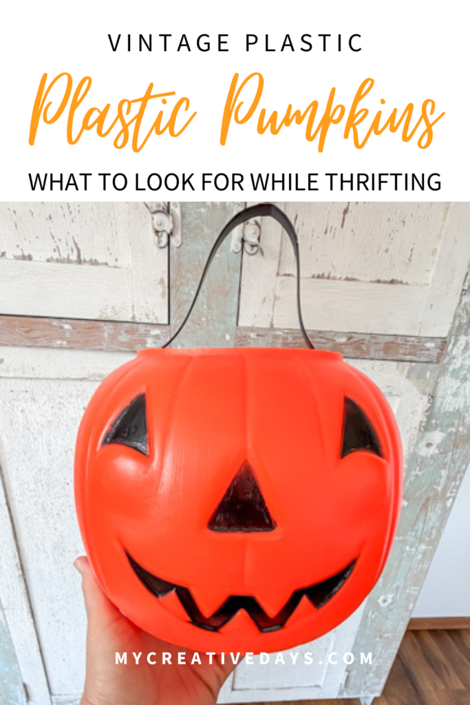 Vintage plastic pumpkin buckets are one of my favorite Halloween thrift finds. Learn how to identify them, where to find them, and how to decorate with them.