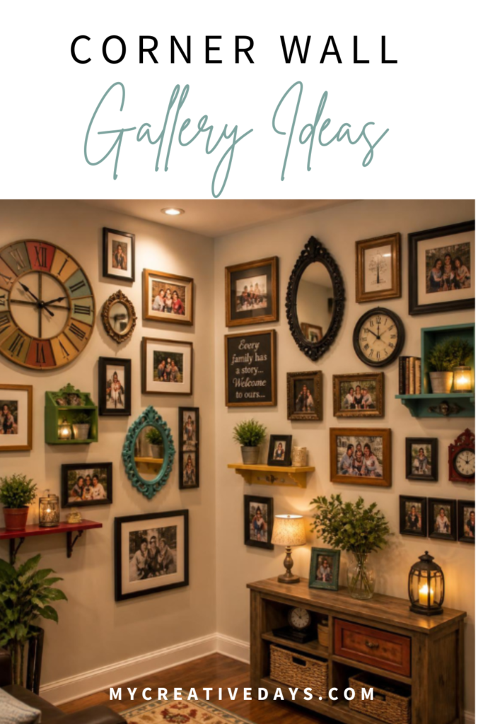 Looking for Corner Wall Gallery Ideas? Learn how to create a collected gallery wall using thrifted finds, vintage pieces, artwork, and items you already own.