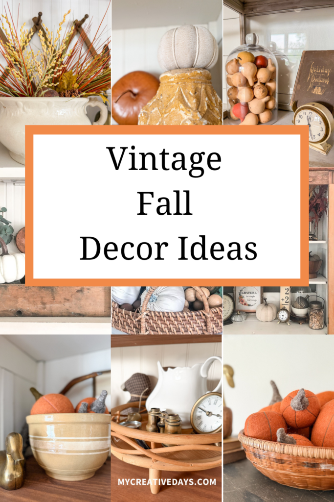 Vintage fall decor ideas using thrifted finds, warm fall colors, and vintage-inspired pieces. Learn how to create a cozy, collected fall home.
