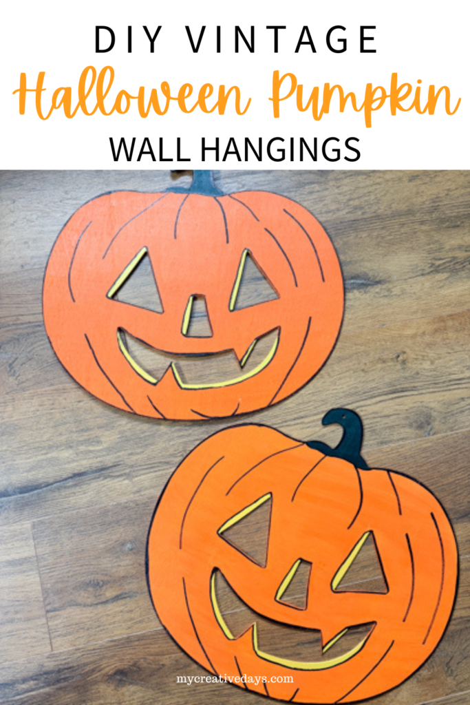 Create vintage Halloween wall decor with inexpensive Dollar Tree pumpkin cutouts and paint. See how easy it is to get the vintage look for less.